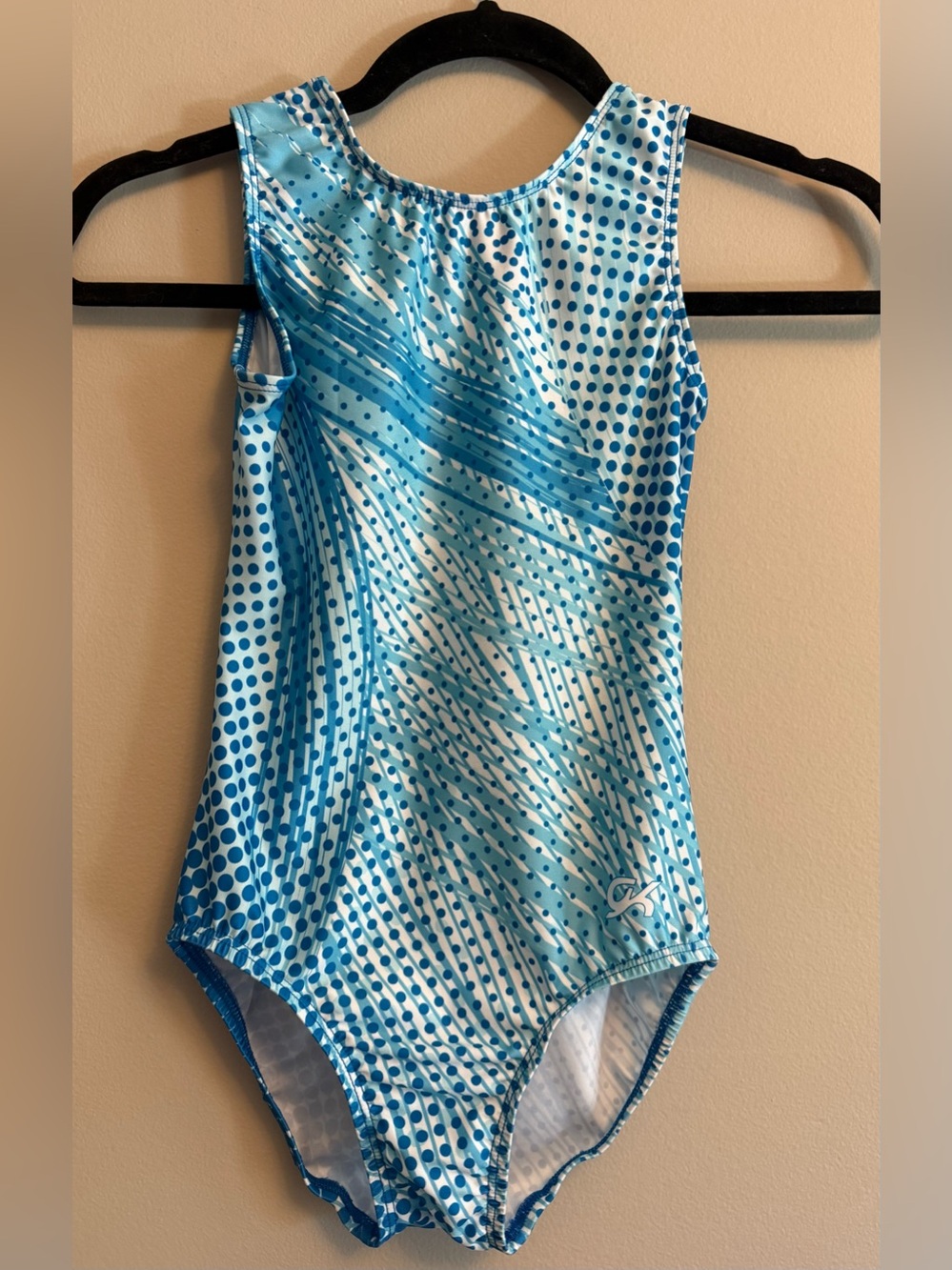 GK Elite Women’s Blue & White Spring Oasis Gymnastics Leotard - Size AXS